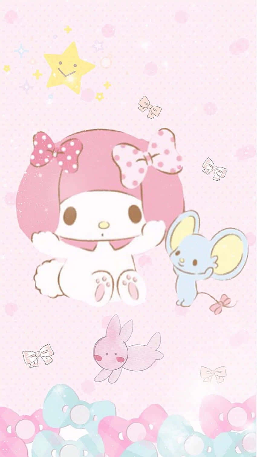 Cute My Melody, mouse, pastel pink background, HD Phone Wallpaper