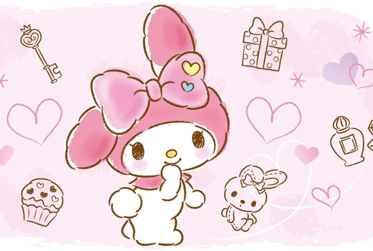 My Melody, pink bunny character, large bow, HD Desktop Wallpaper