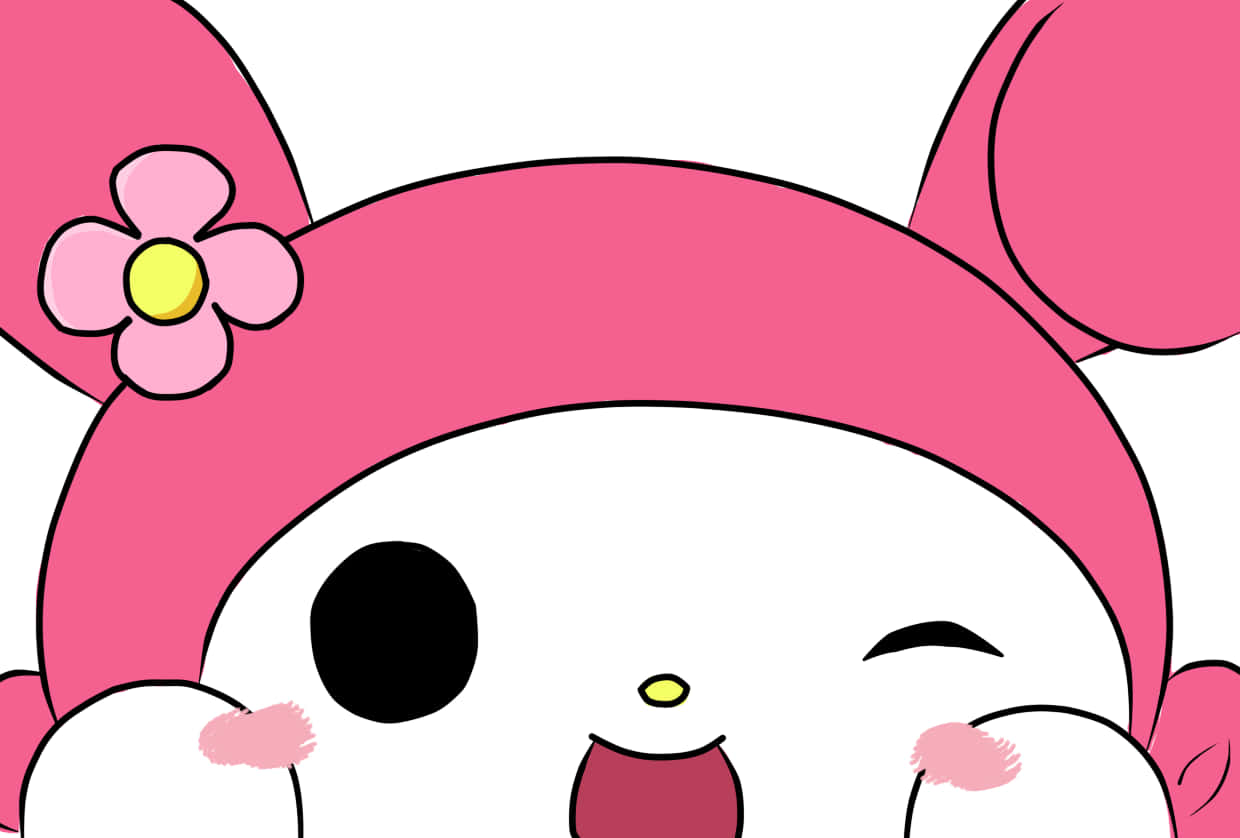 Cute My Melody, pink ears, flower, SD Desktop Wallpaper