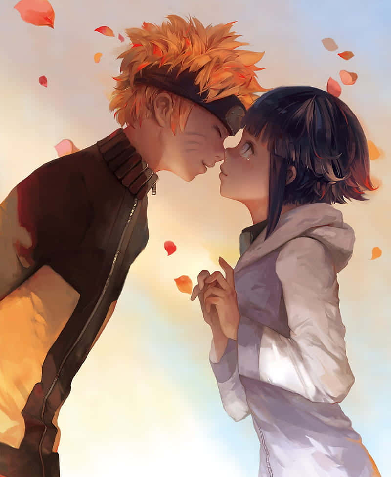 Naruto, Hinata, nose kiss, SD Phone Wallpaper