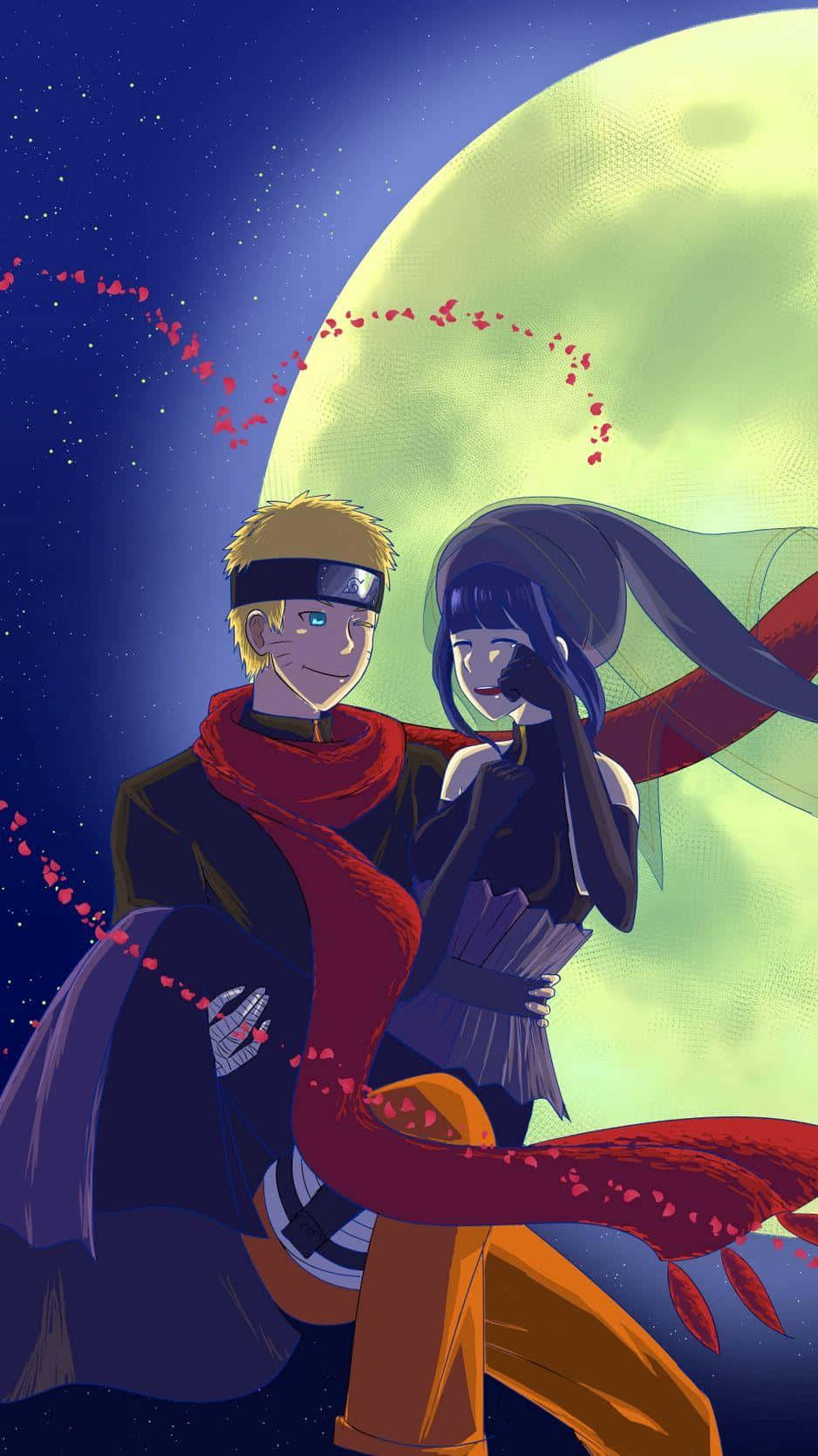 Naruto, Hinata, glowing moon, HD Phone Wallpaper