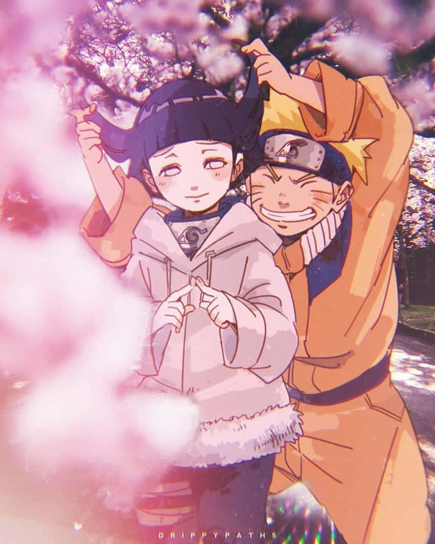Naruto, Hinata, cherry blossoms park, SD Phone Wallpaper