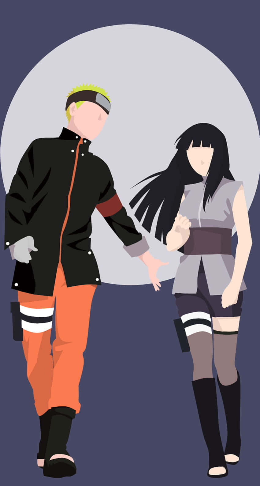 Cute Naruto And Hinata, ninja attire, large moon, HD Phone Wallpaper
