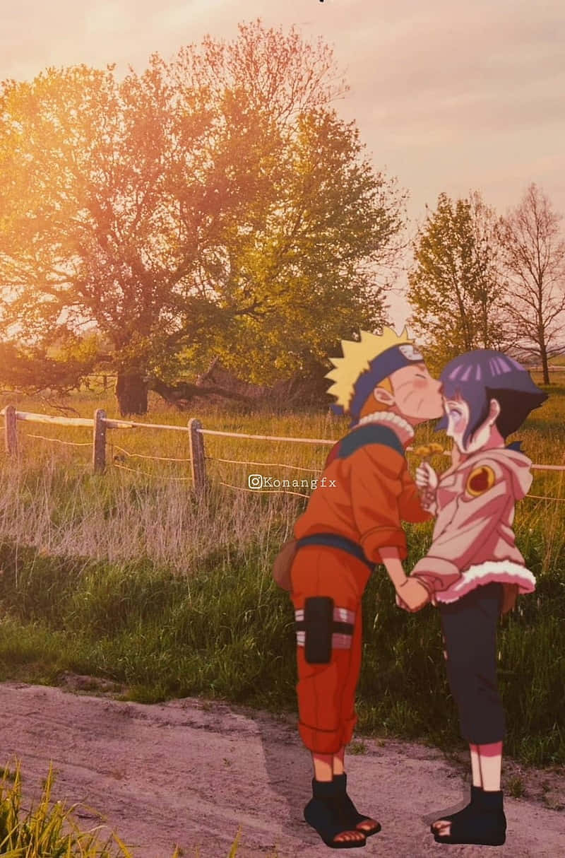 Naruto, Hinata, forehead kiss, SD Phone Wallpaper