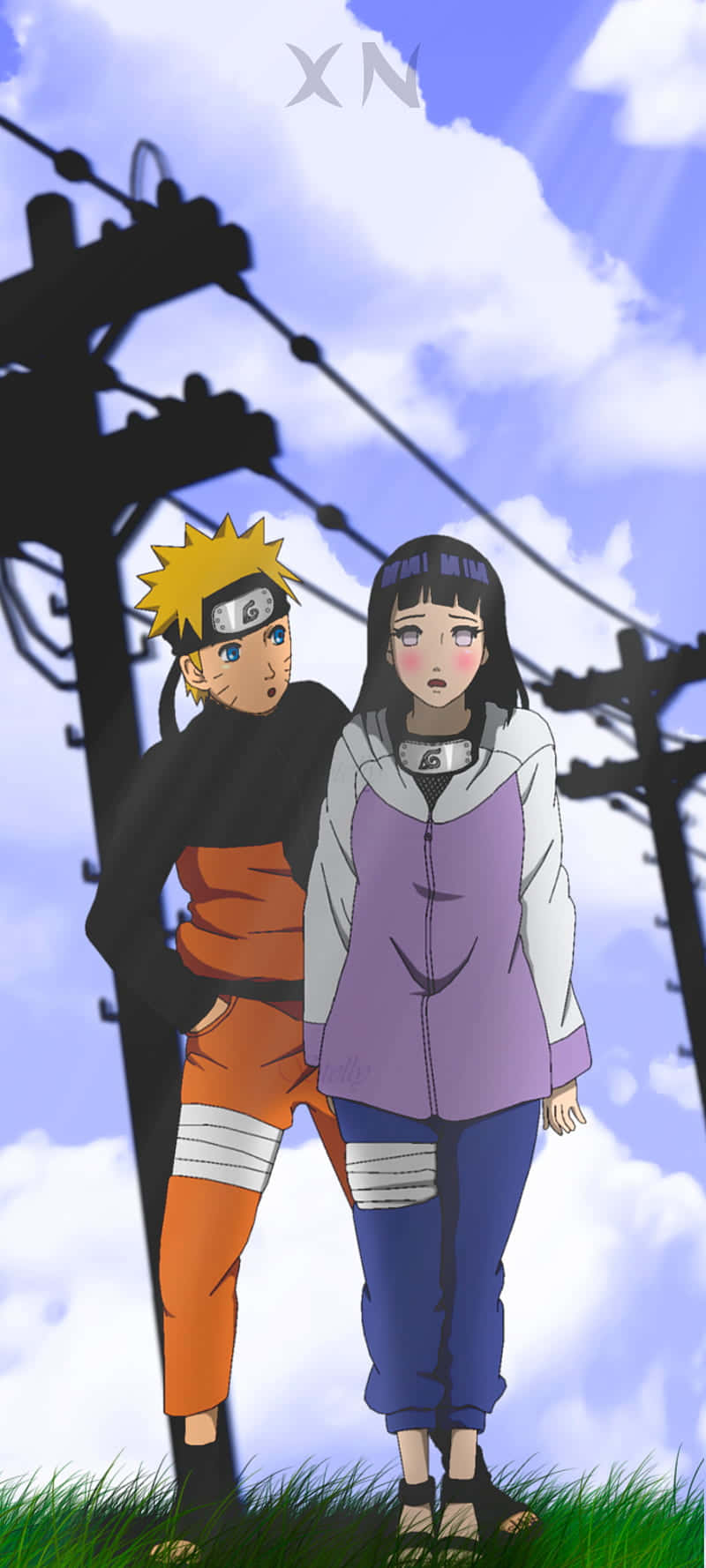 Naruto, Hinata, bright blue sky, HD Phone Wallpaper