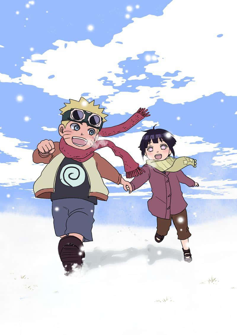 Naruto, Hinata, falling snow, SD Phone Wallpaper