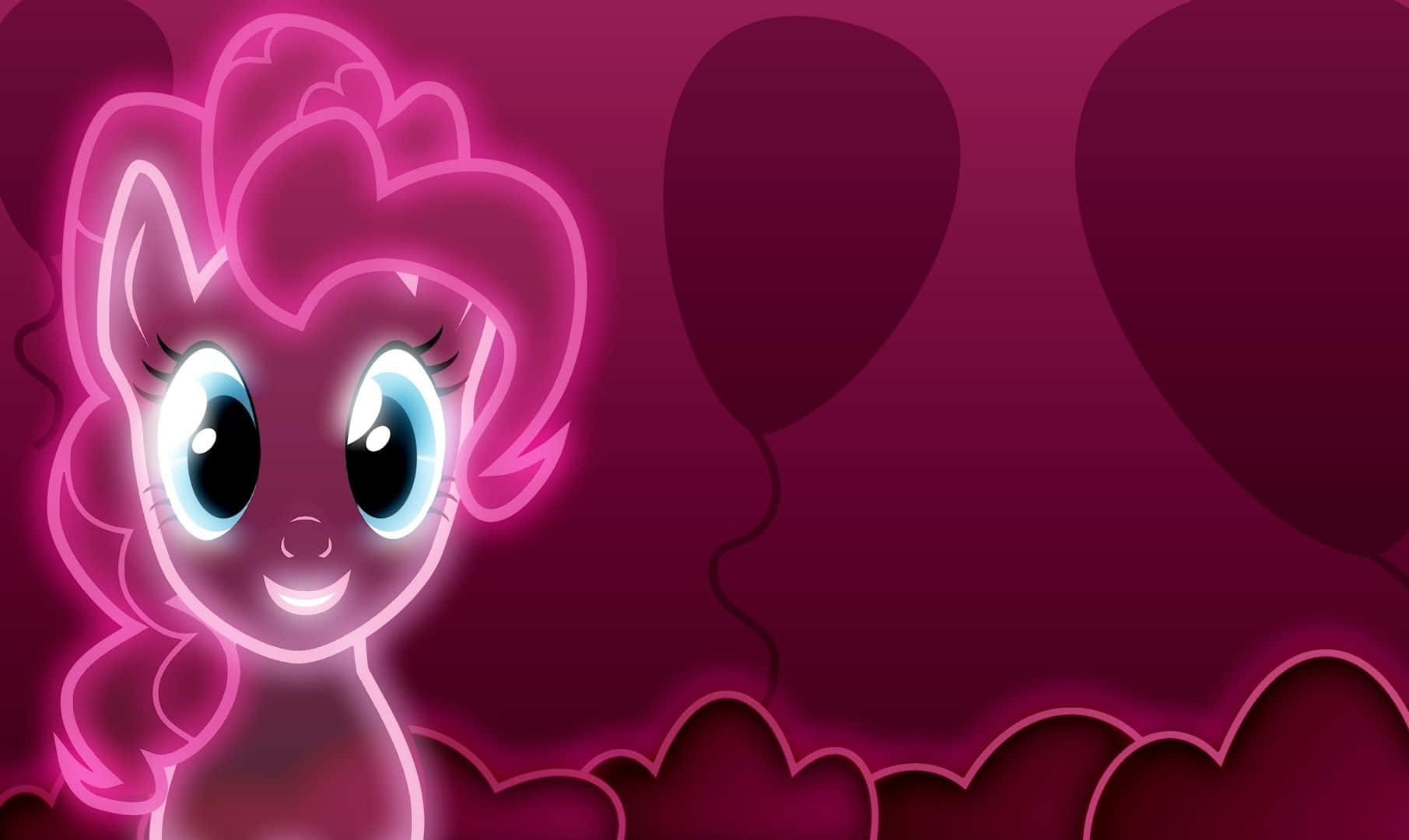Cute Neon, glowing pink pony, big blue eyes, HD Desktop Wallpaper