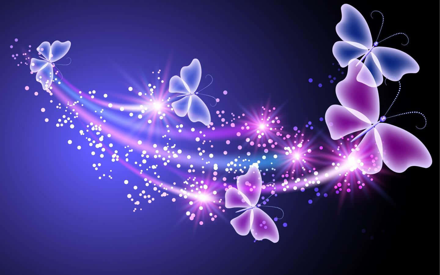 Cute Neon, purple butterflies, glowing purple, HD Desktop Wallpaper