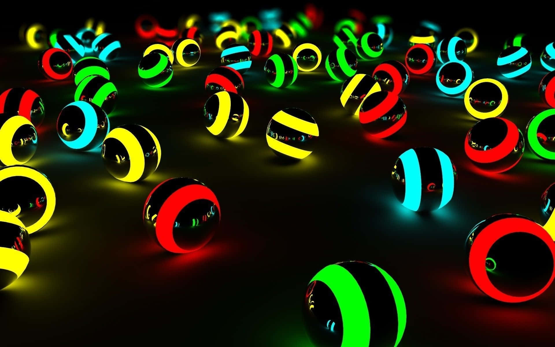 neon spheres, black stripes, dark surface, Full HD Desktop Wallpaper