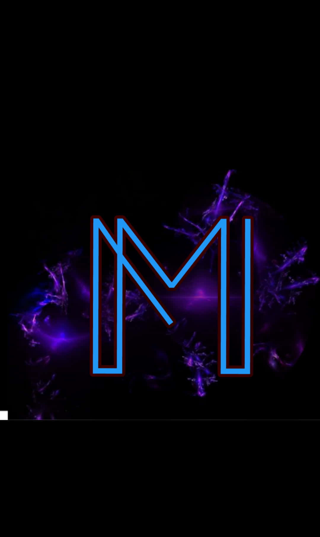 Cute Neon M, glowing blue neon letter M, outlined in red, HD Phone Wallpaper
