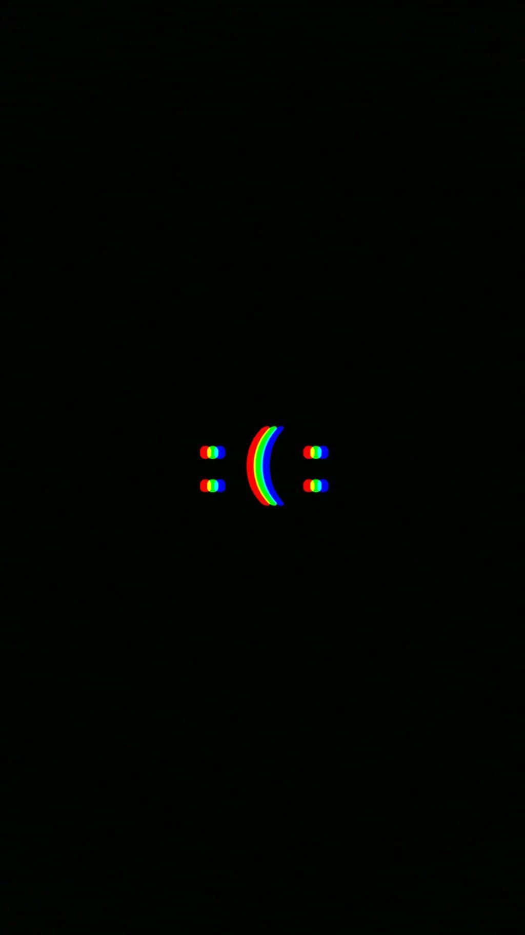 glowing rainbow-colored, sad face emoji, pure black background, HD Phone Wallpaper