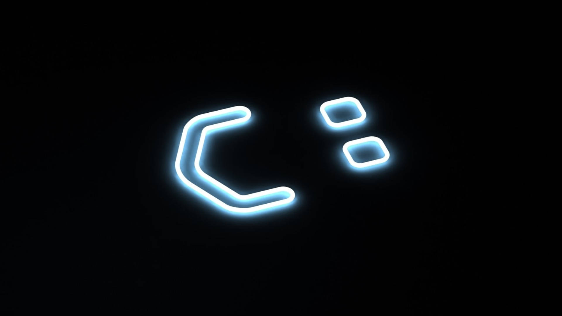neon colon symbol, glowing blue neon, pitch black background, Full HD Desktop Wallpaper