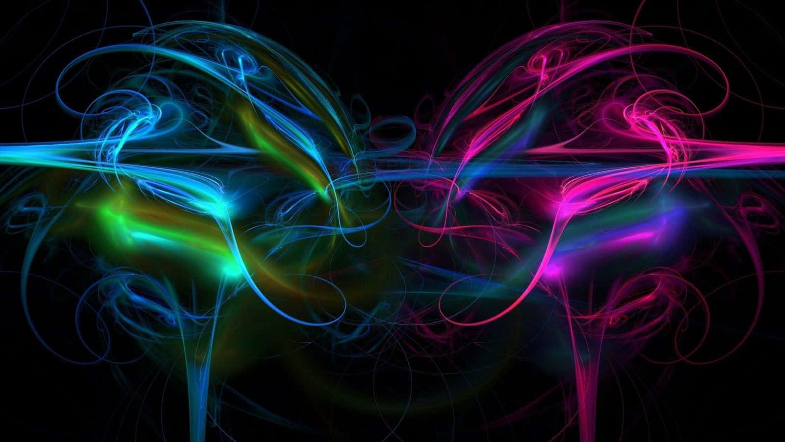 neon fractal swirls, electric blue, pink, HD Desktop Wallpaper