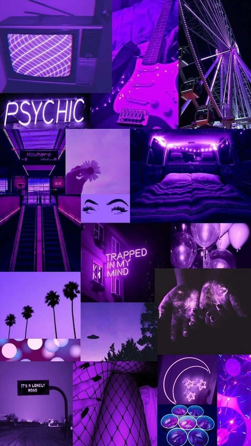 Dark Purple Collage, vibrant purple, neon signs, HD Phone Wallpaper