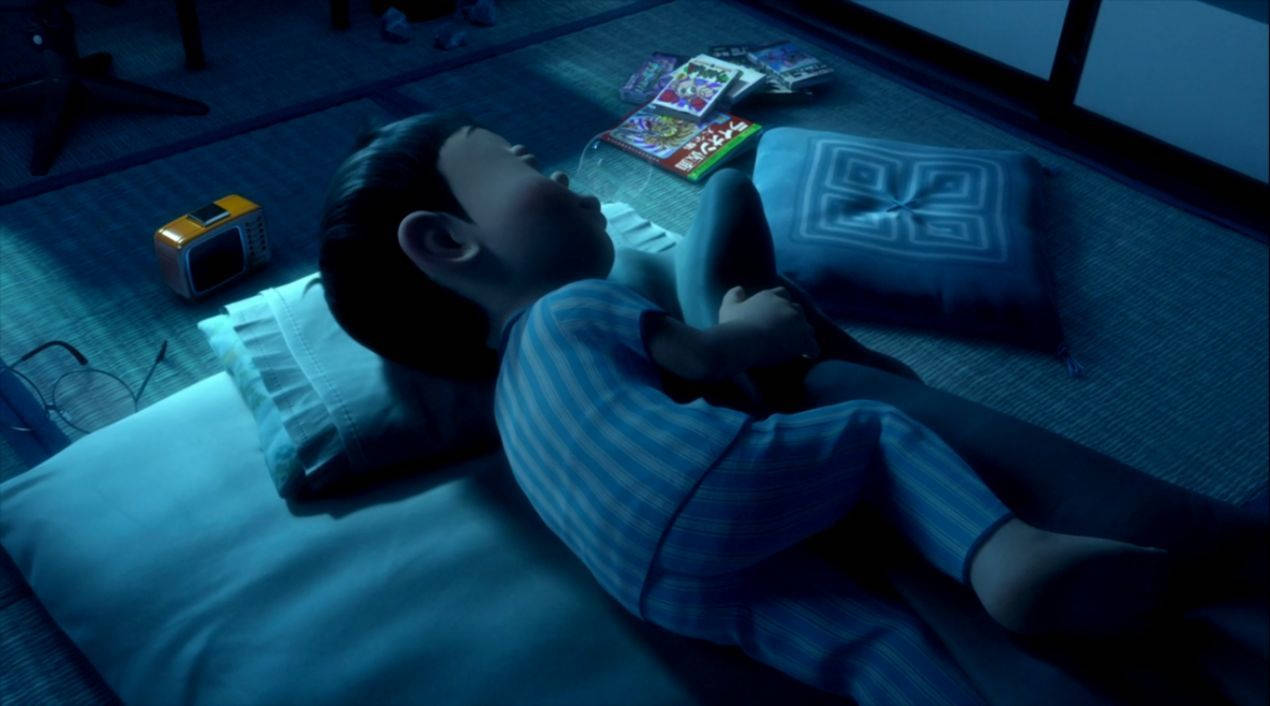 Cute Nobita, futon, dimly lit room, SD Desktop Wallpaper