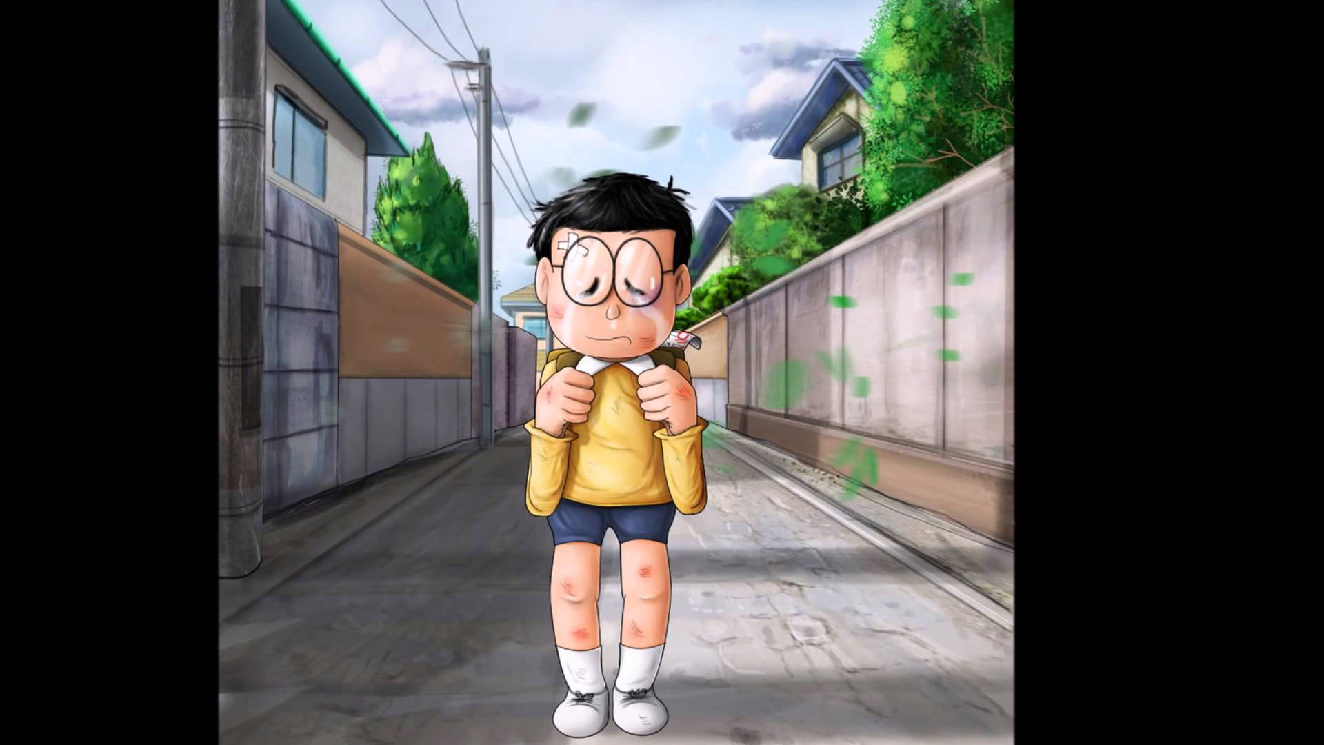 Nobita, glasses, yellow shirt, Full HD Desktop Wallpaper