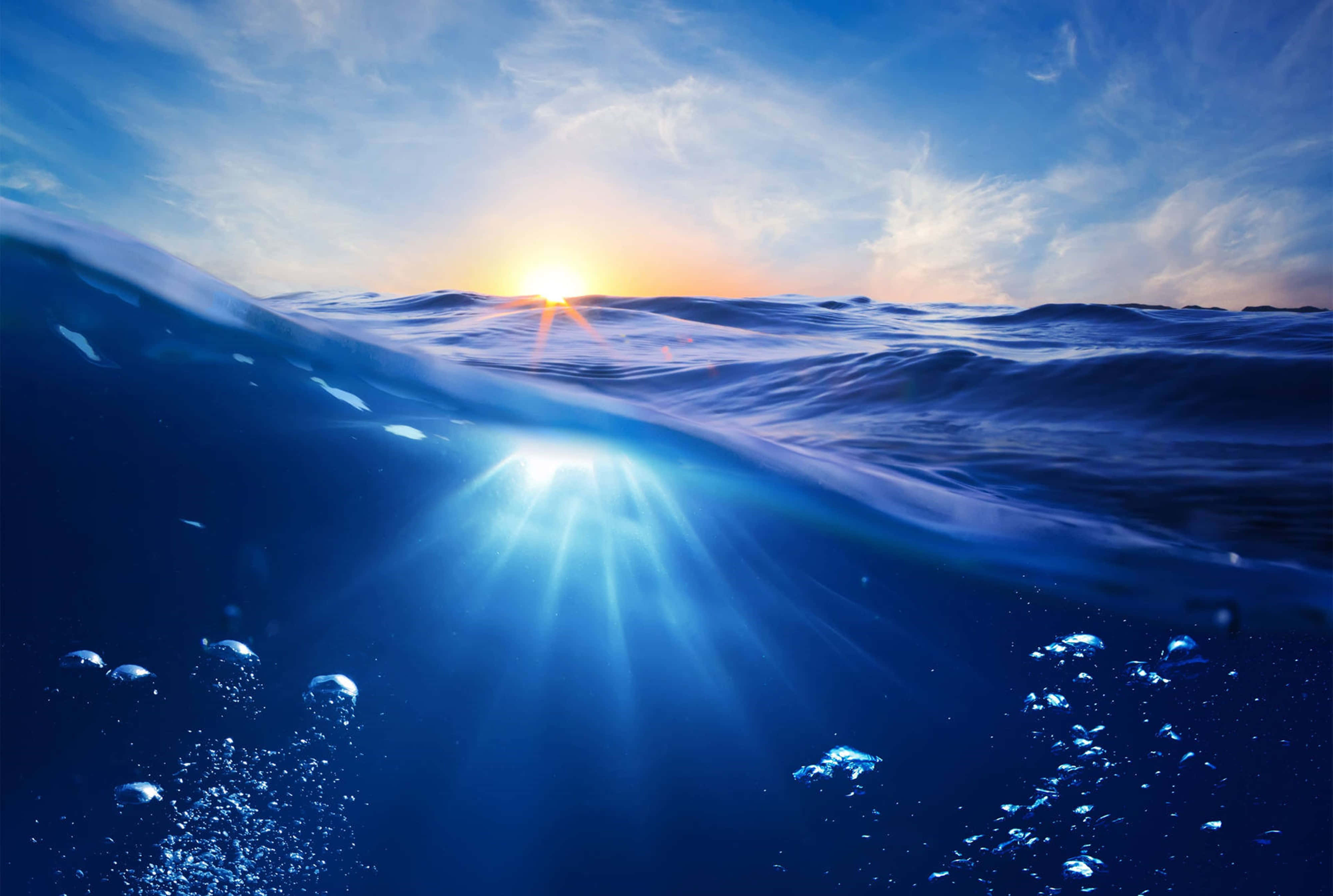 Sunset, ocean waves, sun rising, 4K Desktop Wallpaper
