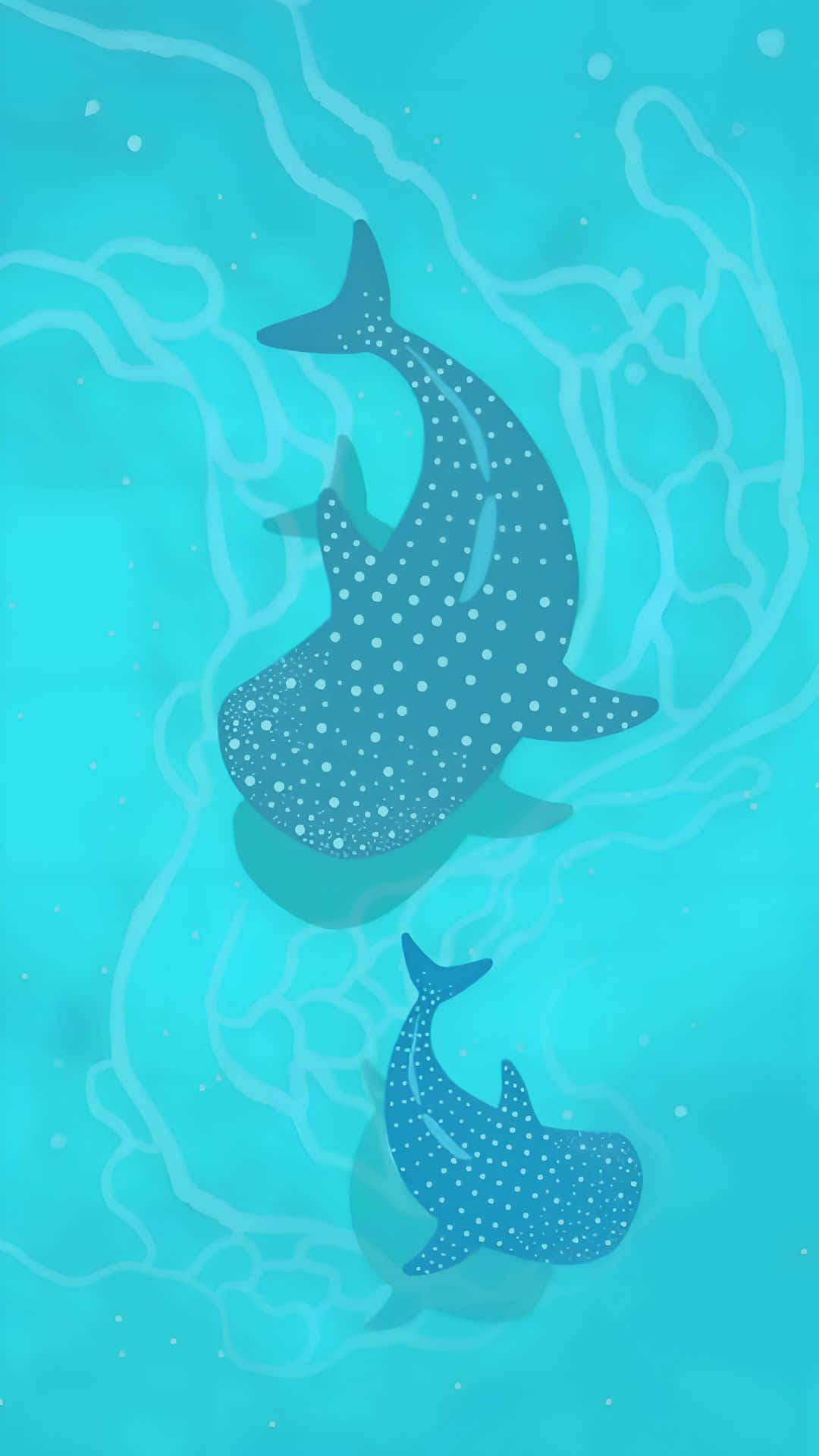 whale sharks, turquoise water, white outlines, Full HD Phone Wallpaper