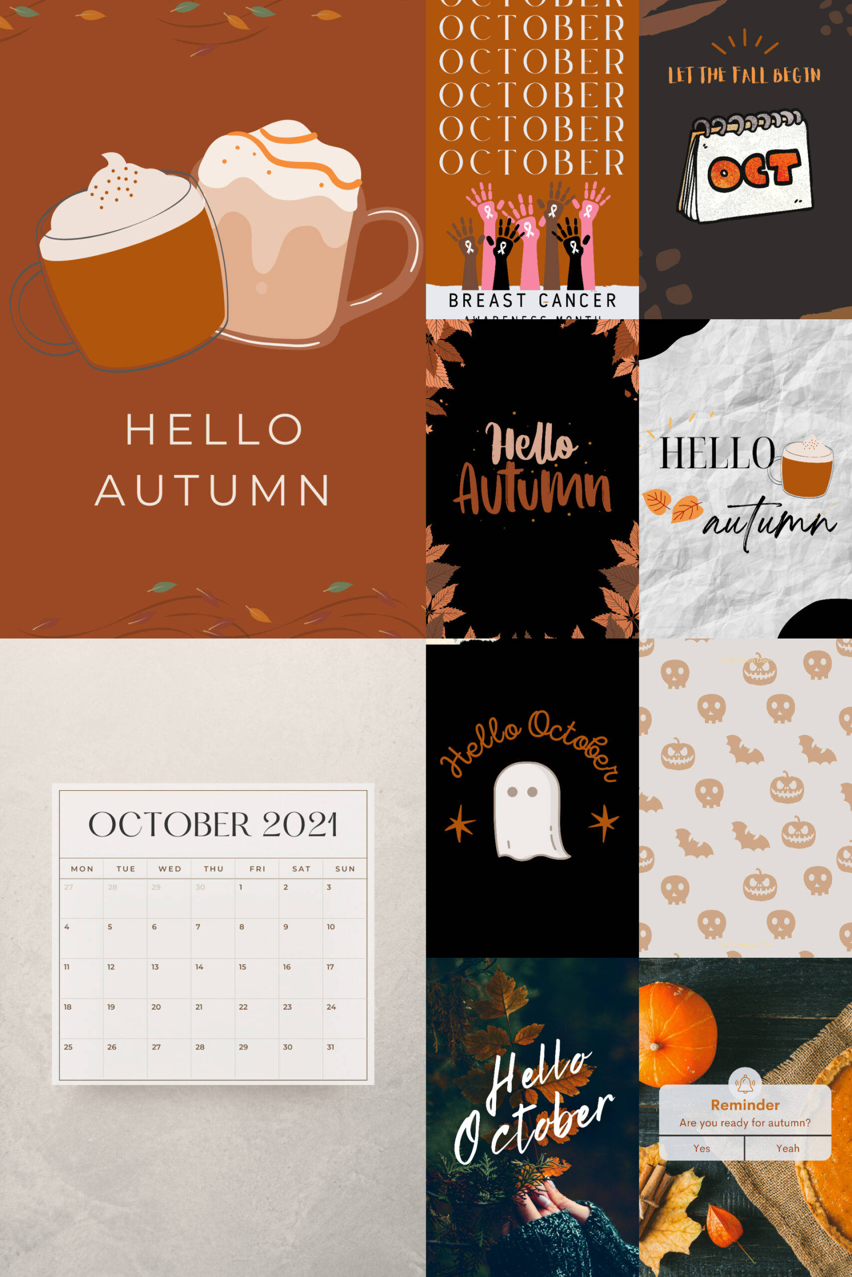 Cute October, autumn-themed, pumpkins, 2K Phone Wallpaper