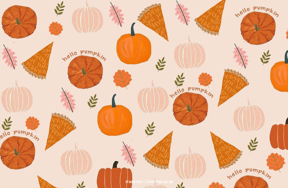 Cute October, autumn pattern, pumpkins, SD Desktop Wallpaper