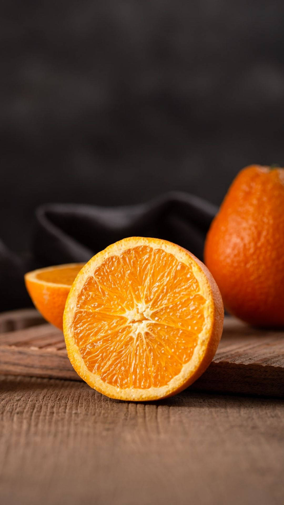 sliced orange fruit, wooden board, rustic wooden board, Full HD Phone Wallpaper