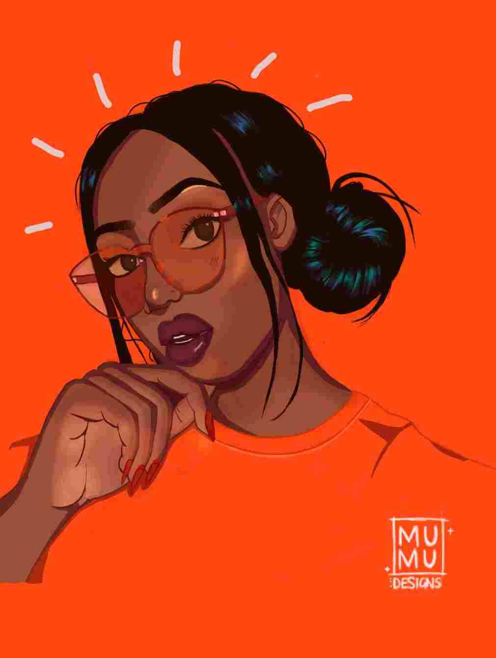 Black Girl Orange, vibrant orange background, dark skin, HD Phone Wallpaper