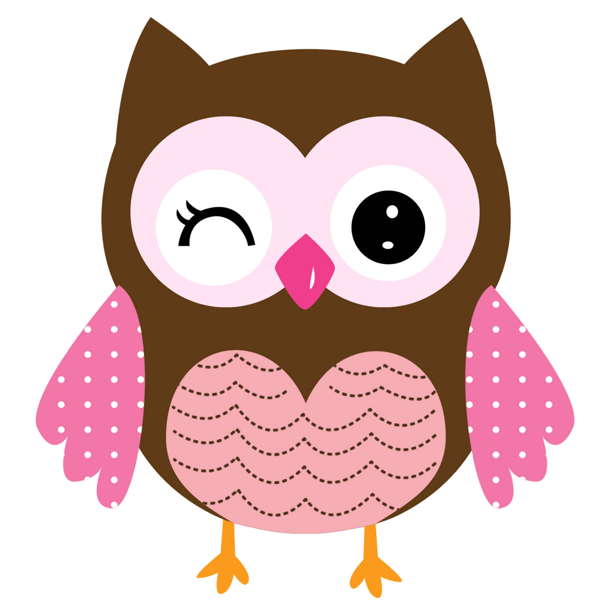cute owl, wink, pink polka dot wings, Full HD Desktop Wallpaper
