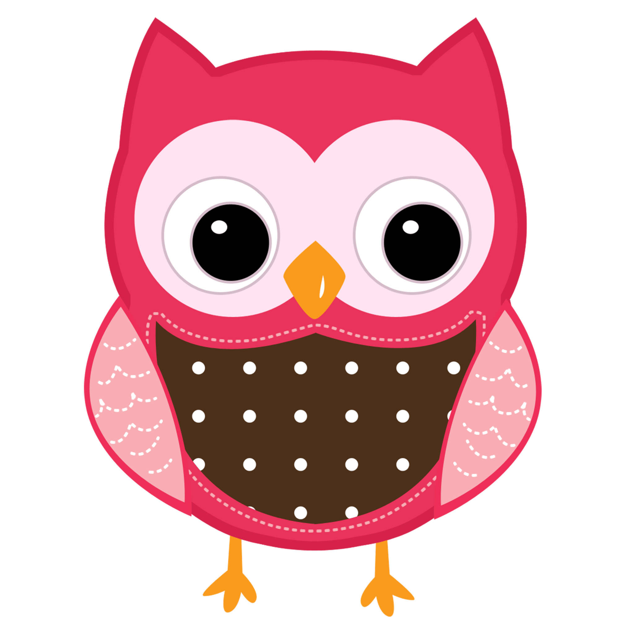 pink cute owl, cartoon owl, pink body, Full HD Desktop Wallpaper