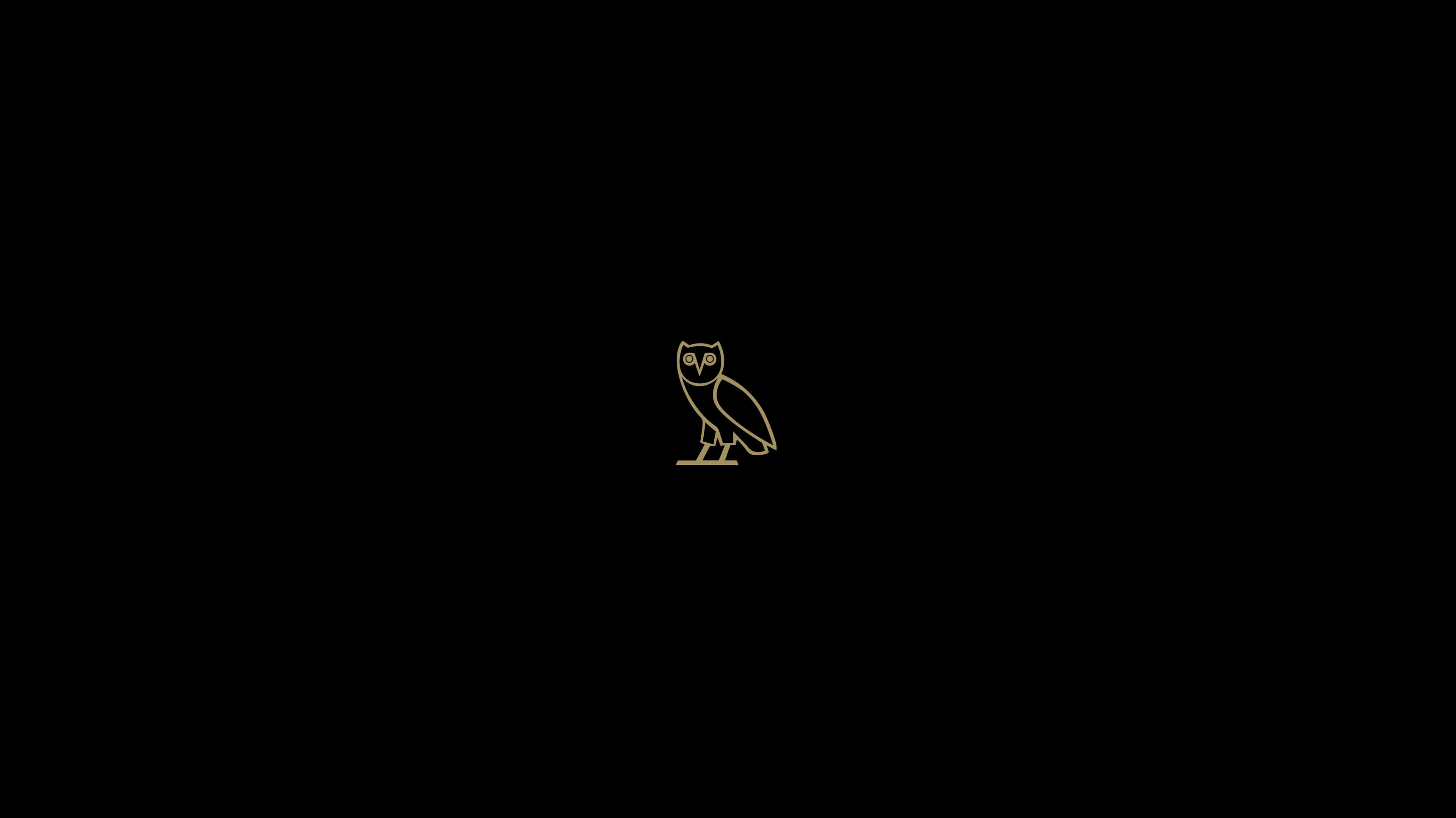 ovo xo, gold owl, black background, 4K Desktop Wallpaper