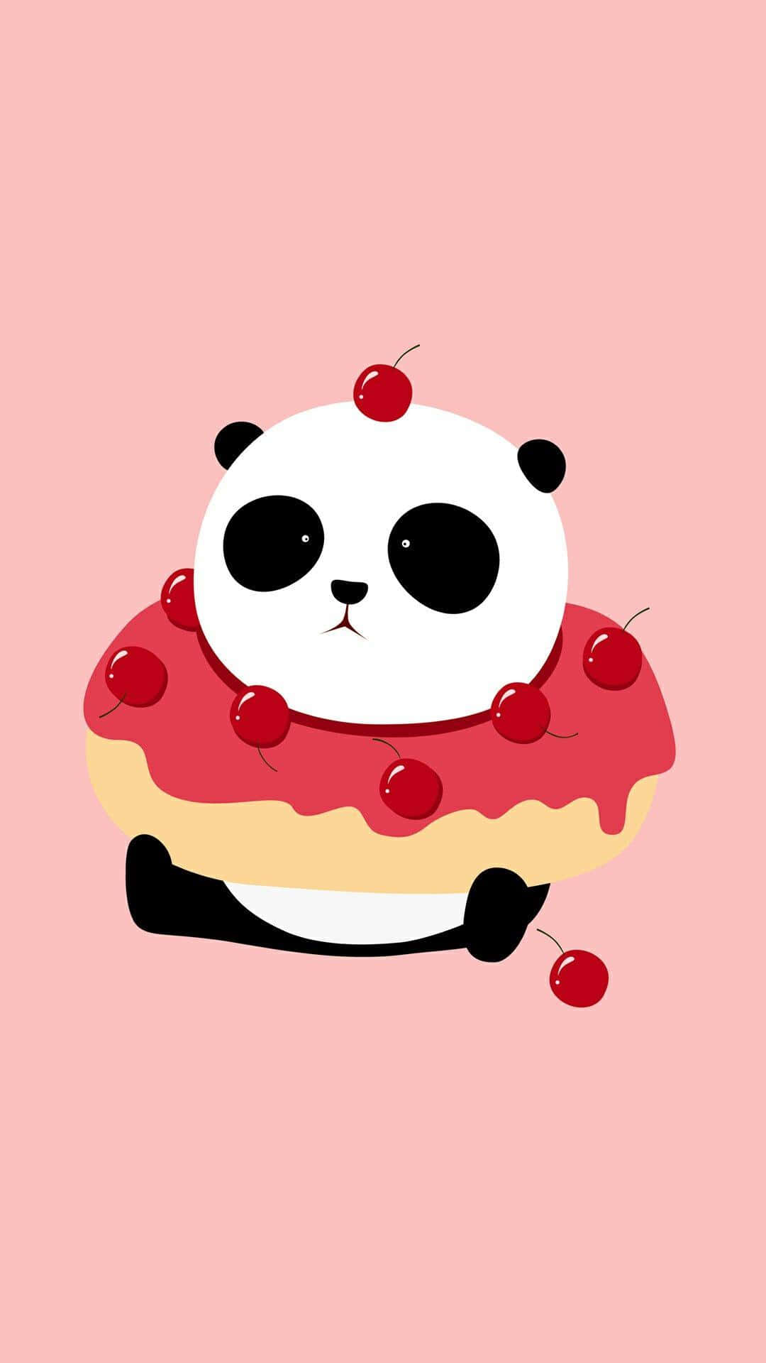 cute cartoon panda, black ears, black eyes, Full HD Phone Wallpaper