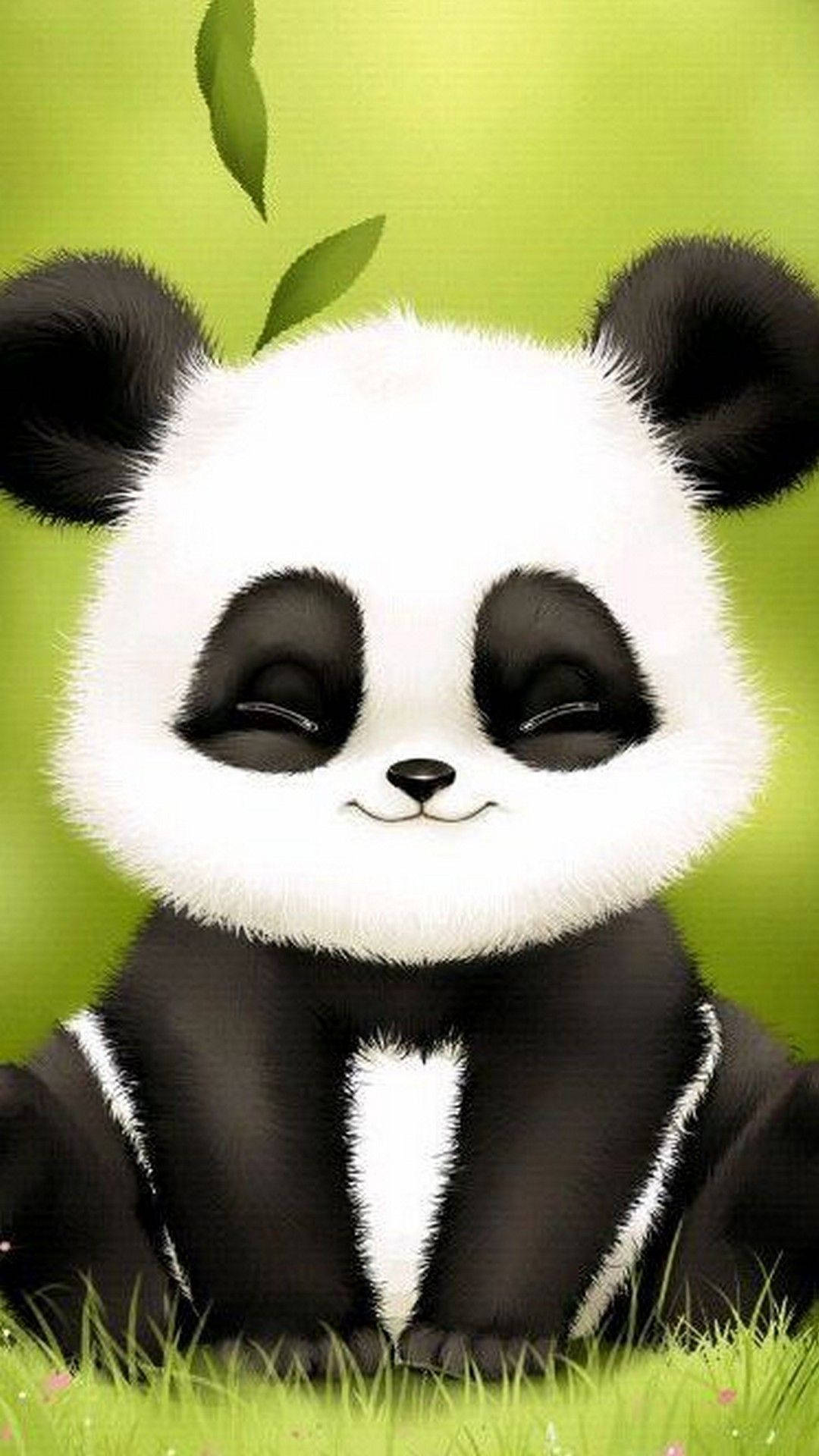 cute panda, closed eyes, vibrant green grass, Full HD Phone Wallpaper