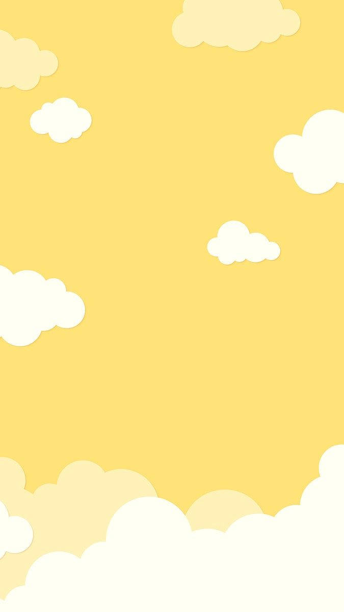 cloudy, cute pastel yellow aesthetic, soft white clouds, SD Phone Wallpaper