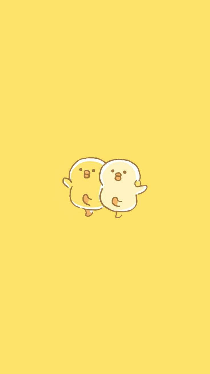 dancing ducks, cute pastel yellow aesthetic, yellow chick characters, HD Phone Wallpaper