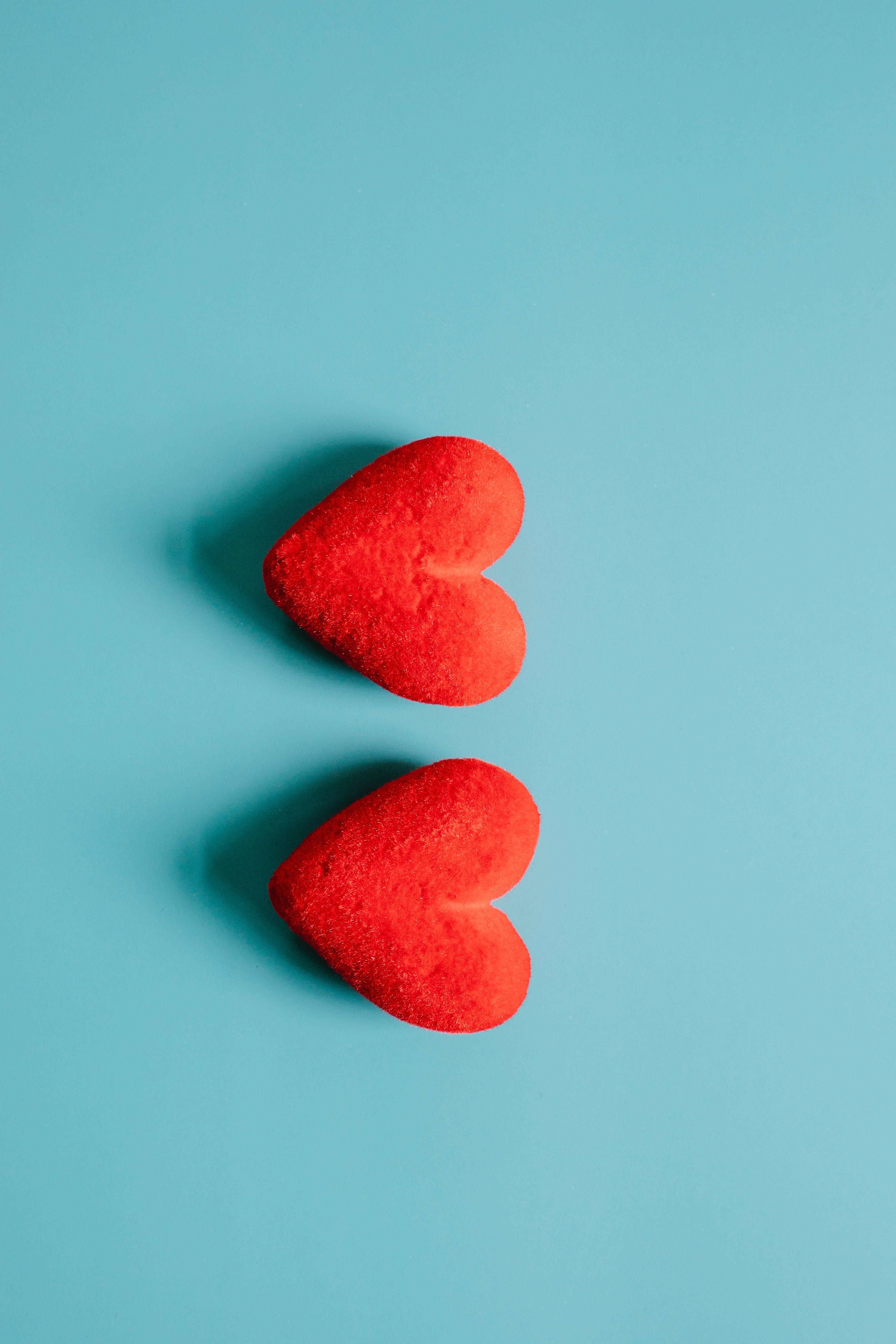 red hearts, cute pastel aesthetic, teal background, 4K Phone Wallpaper