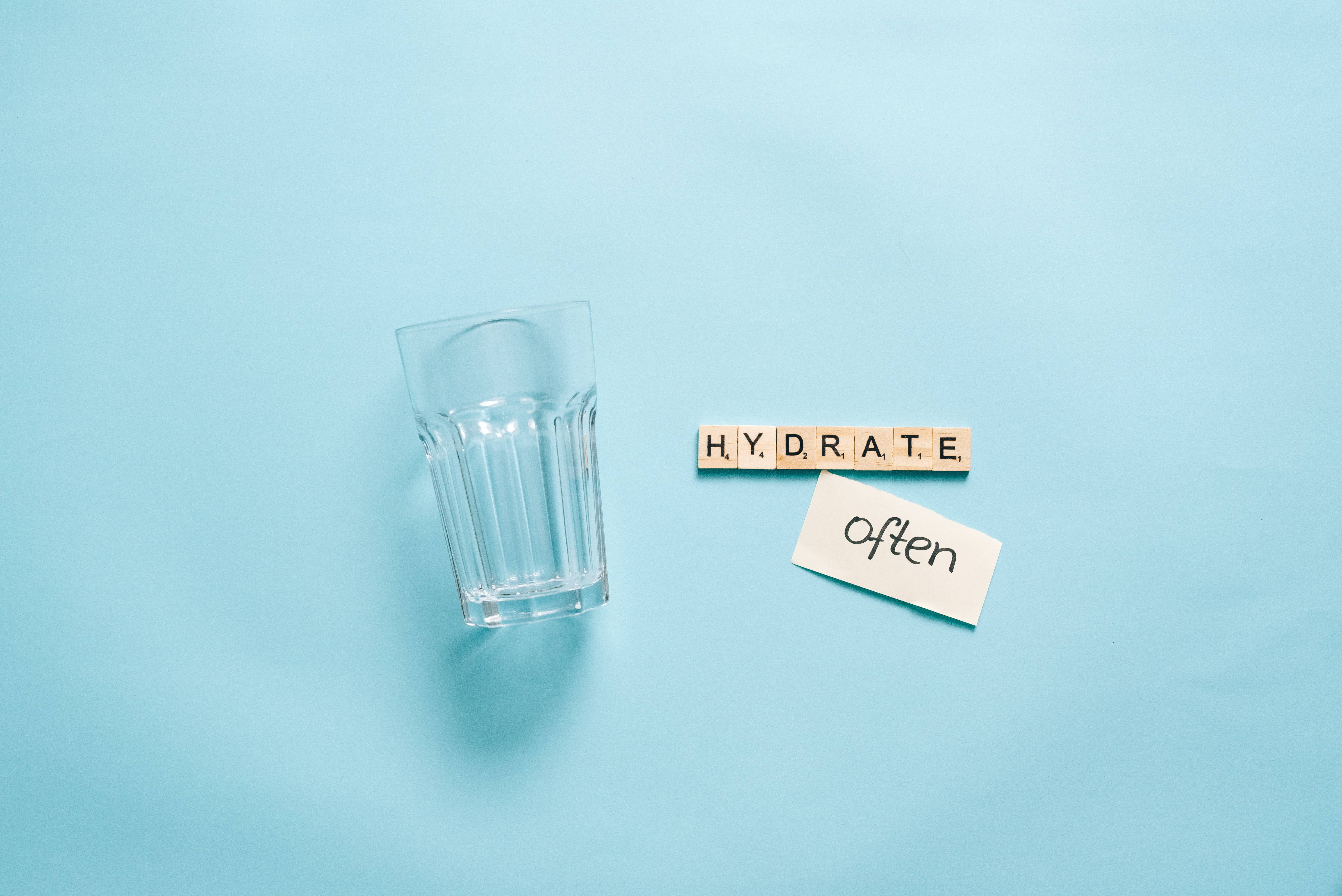 drinking glass, cute pastel aesthetic, scrabble tiles spelling hydrate, 5K Desktop Wallpaper