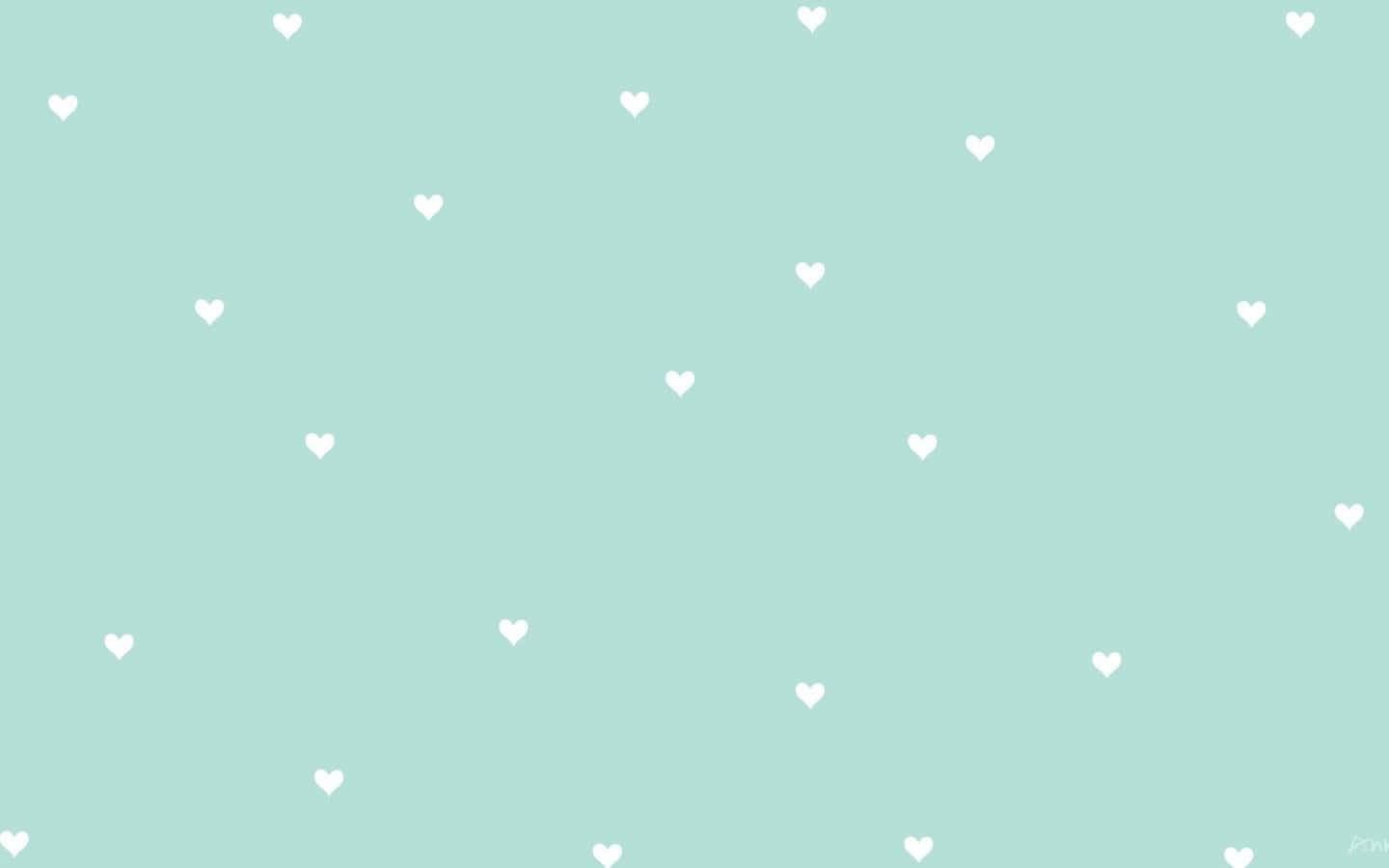 Cute Pastel Green, soft mint green, white heart shapes, HD Desktop Wallpaper
