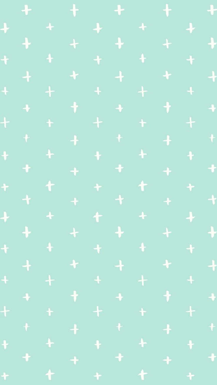 pastel green, mint green, white cross symbols, HD Phone Wallpaper