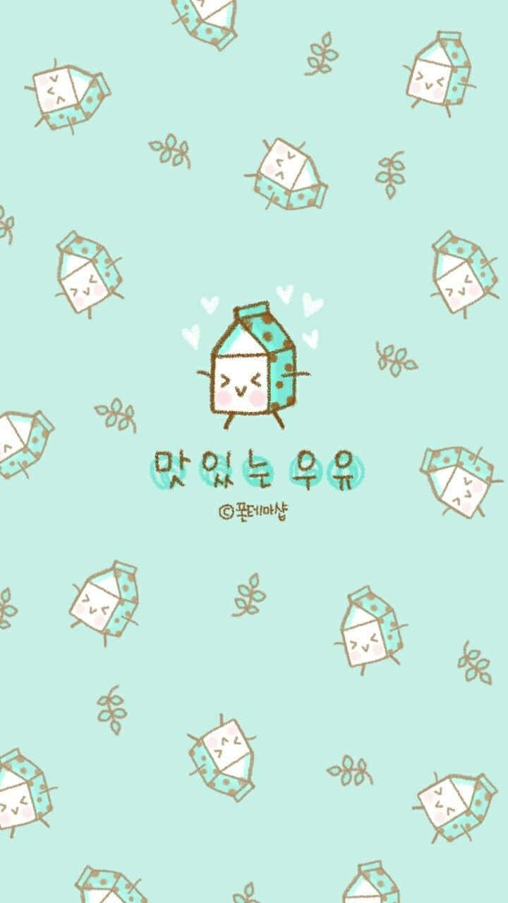 Cute Pastel Green, milk carton pattern, smiling faces, HD Phone Wallpaper