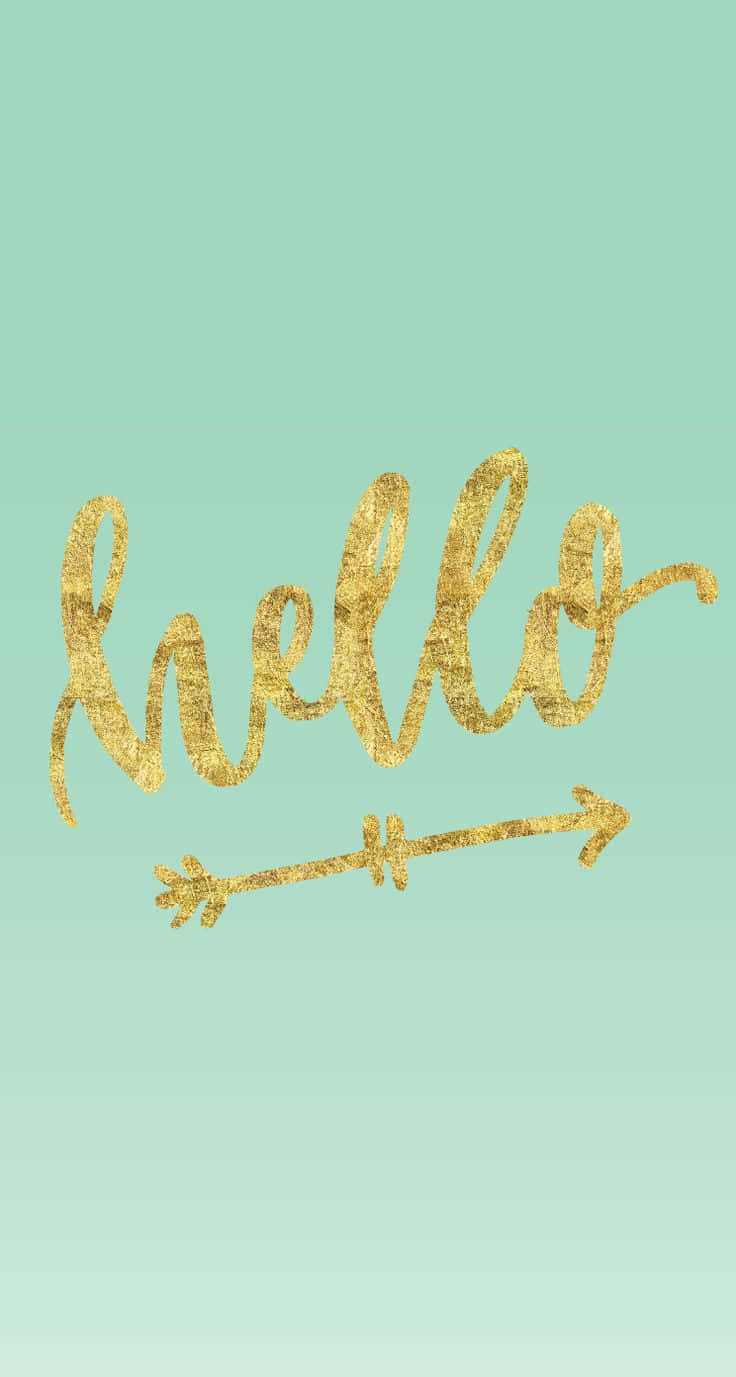 pastel green, mint green, golden glittery hello script, HD Phone Wallpaper