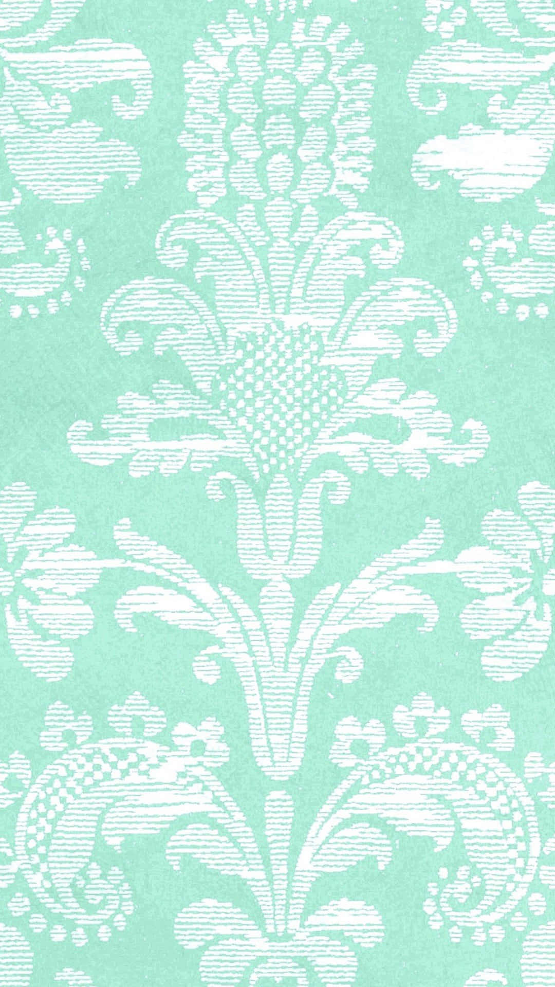 Cute Pastel Green, mint green, white damask floral patterns, Full HD Phone Wallpaper