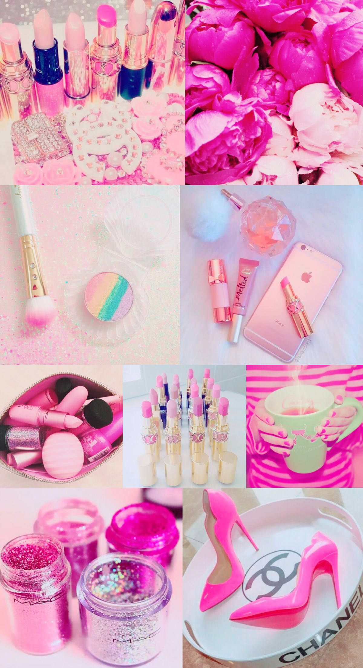 Cute Pink Girl Aesthetic, vibrant pink, lipsticks, Full HD Phone Wallpaper