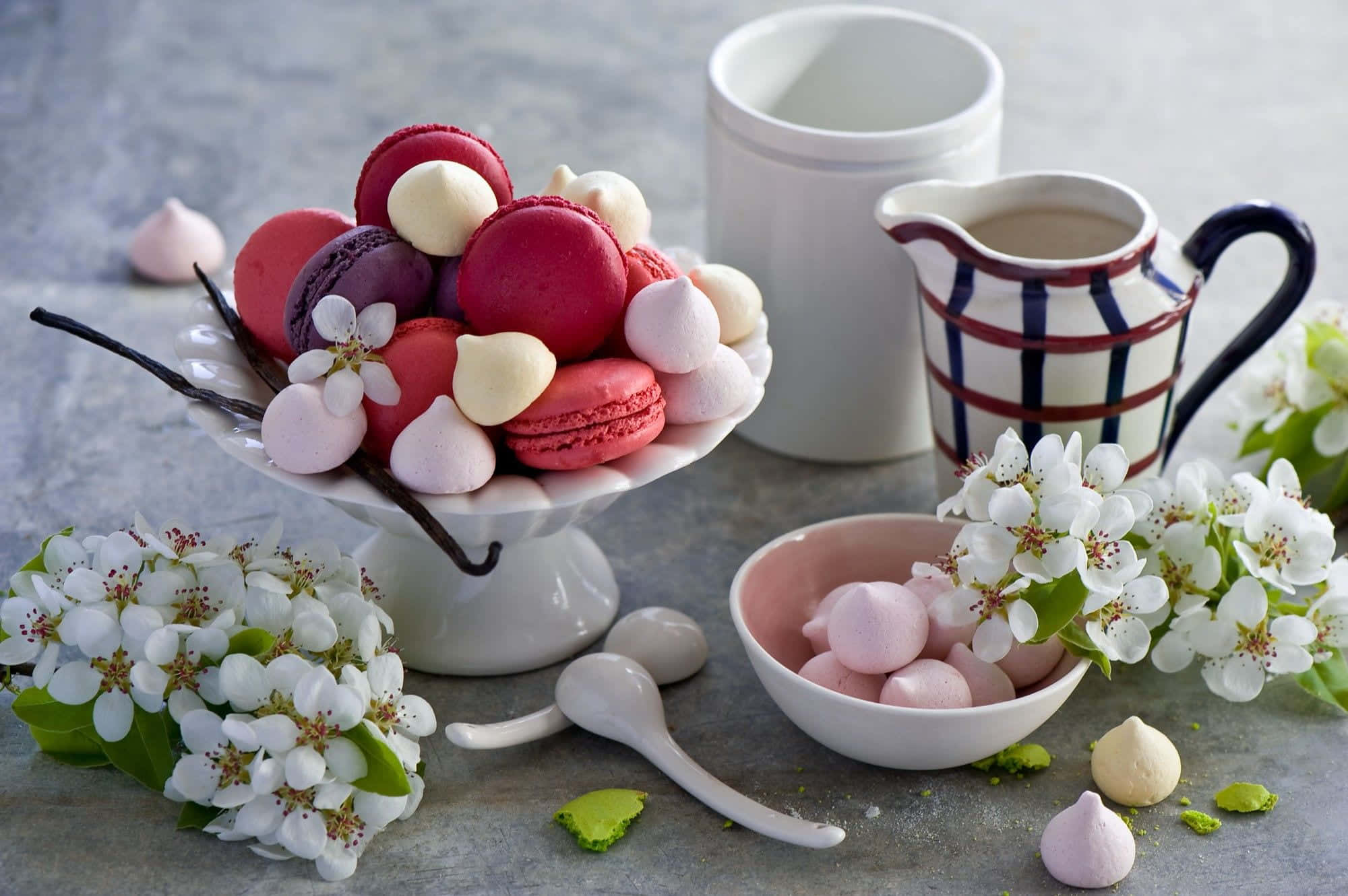 spring desserts 2000, macarons, meringues, Full HD Desktop Wallpaper