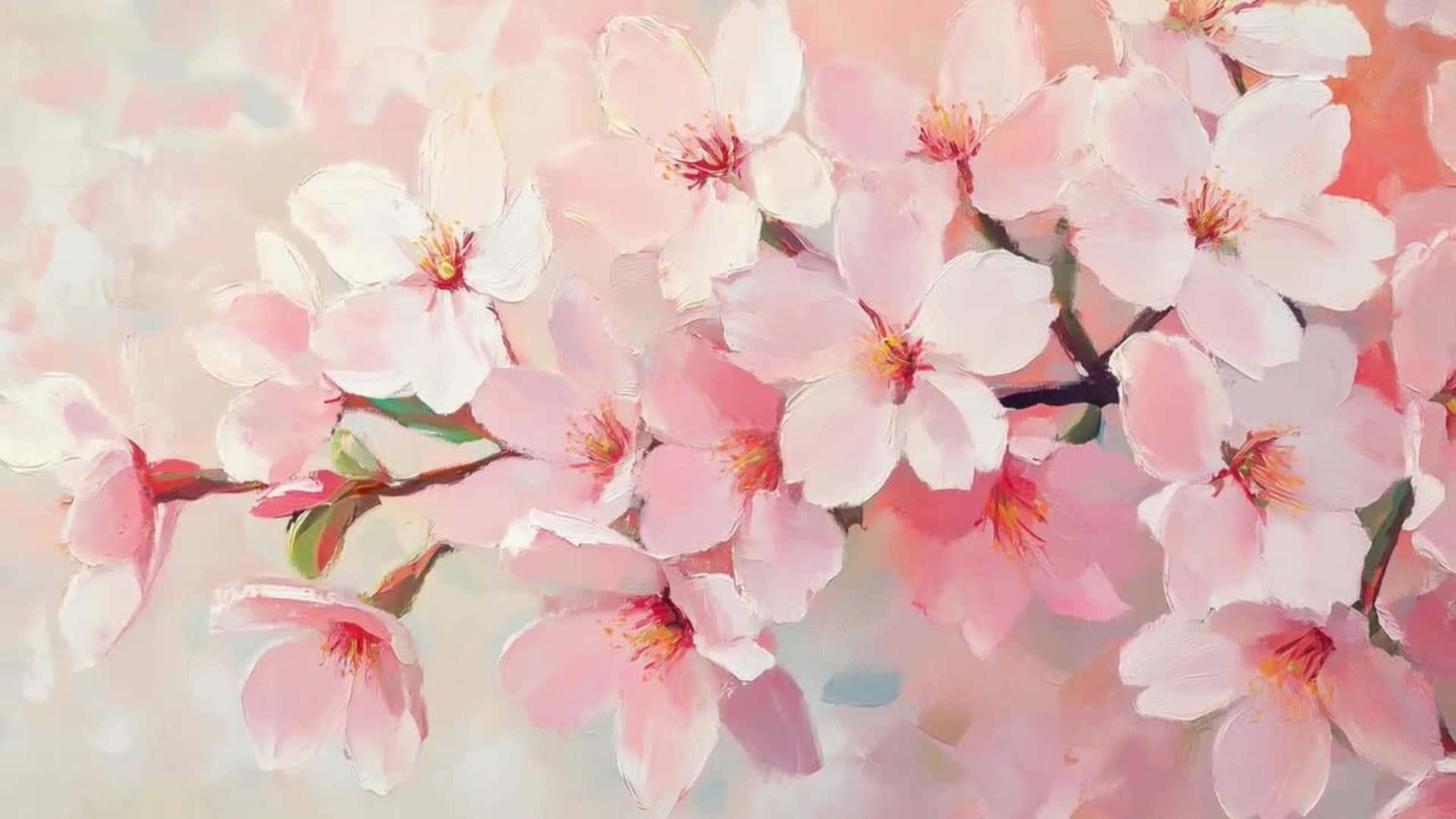 soft pink cherry blossoms, pastel background, pink cherry blossoms, Full HD Desktop Wallpaper