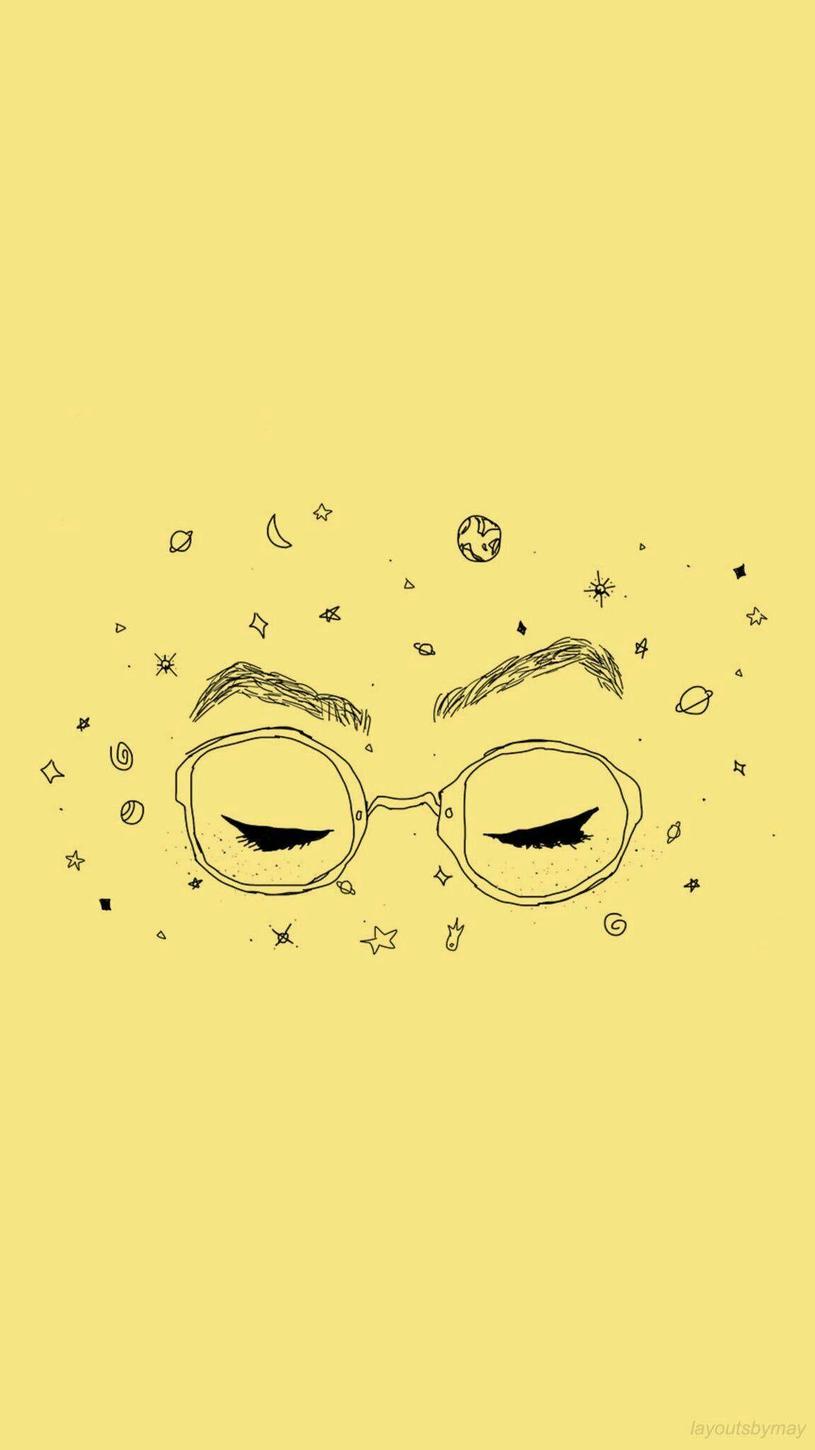 bright sunflower yellow, pale yellow background, minimalist line drawing, Full HD Phone Wallpaper