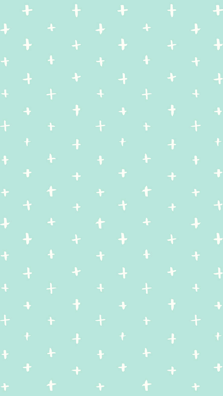 mint green, white cross shapes, minimalist pattern, HD Phone Wallpaper