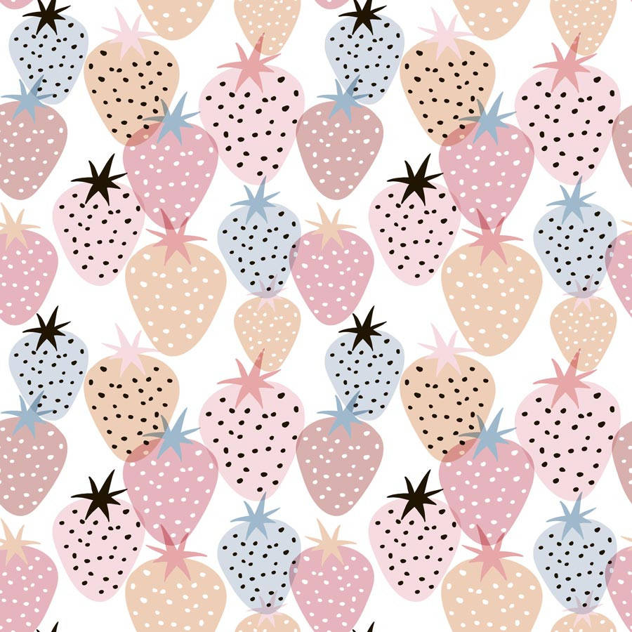 pastel strawberries, pink beige, blue, SD Desktop Wallpaper