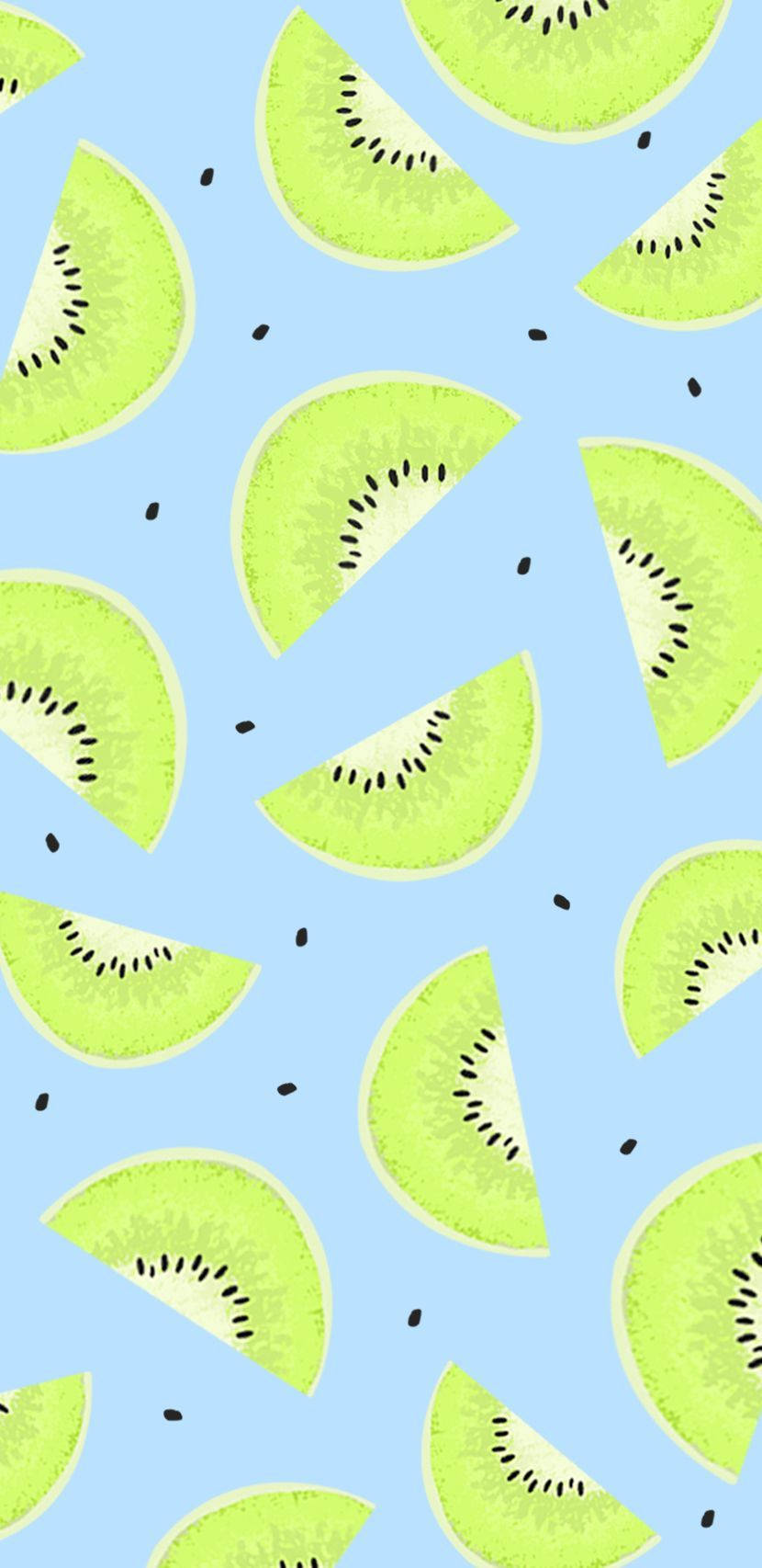 cute pastel kiwis, vibrant green, soft blue background, HD Phone Wallpaper