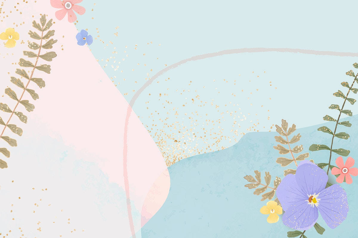 Cute Pastel Blue, pastel abstract background, delicate flowers, SD Desktop Wallpaper