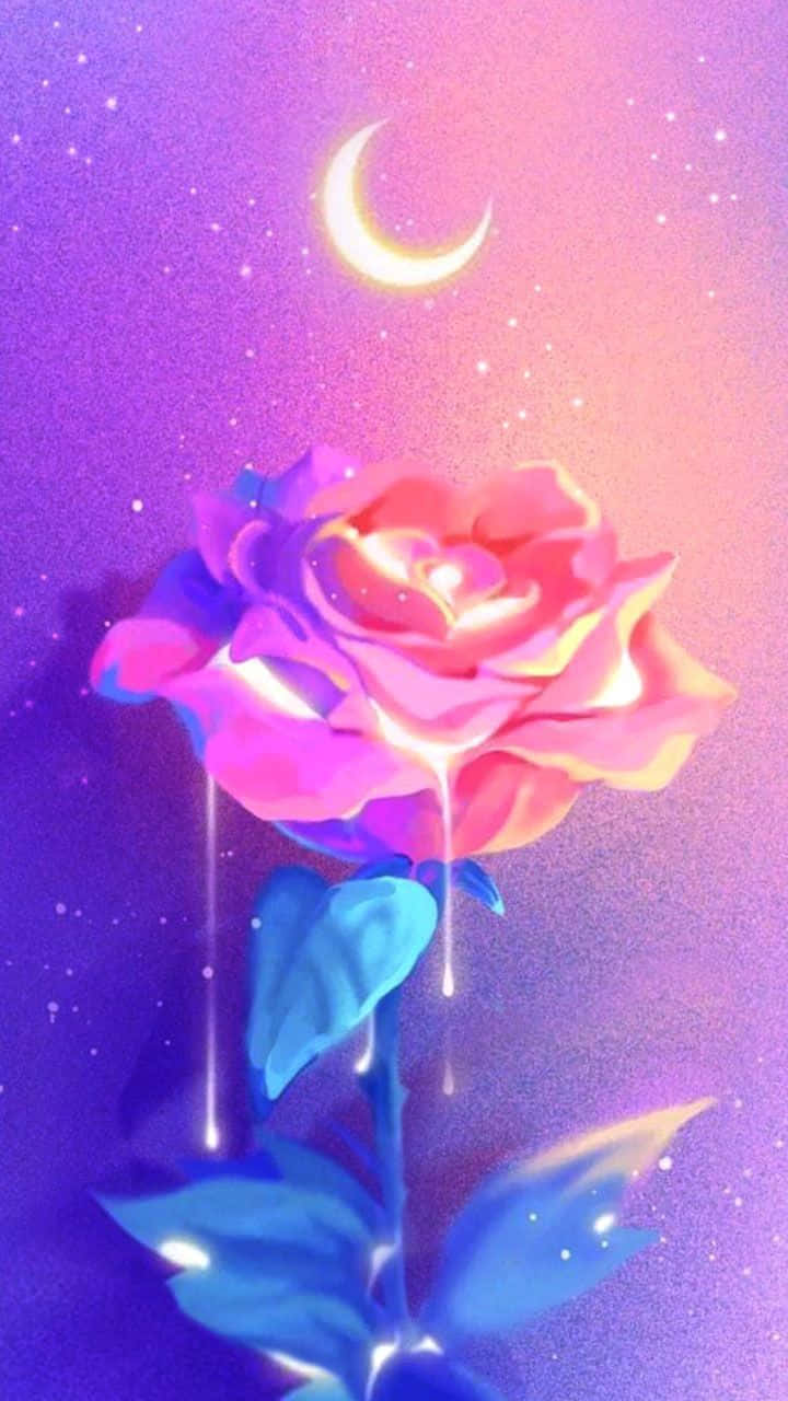 Cute Pastel Galaxy Rose, glowing rose, dripping light, HD Phone Wallpaper