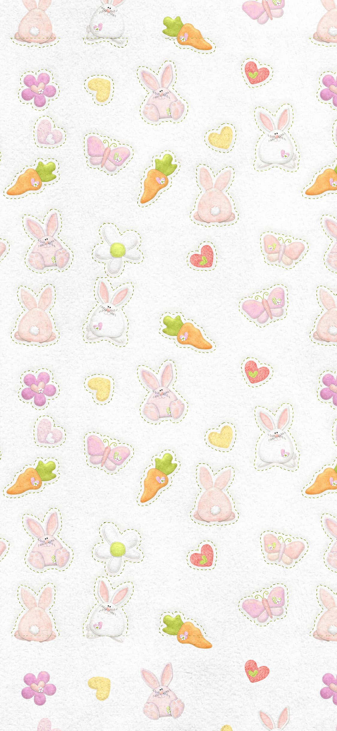 Cute Pattern iPhone, bunnies, carrots, Full HD Phone Wallpaper